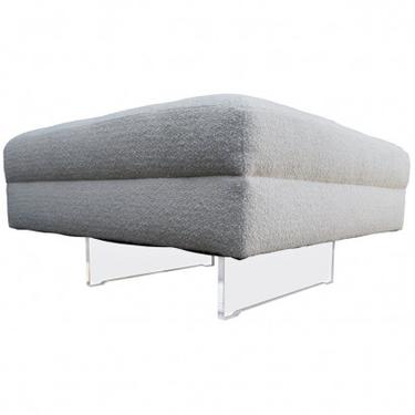 Tufted Ottoman with Lucite Legs