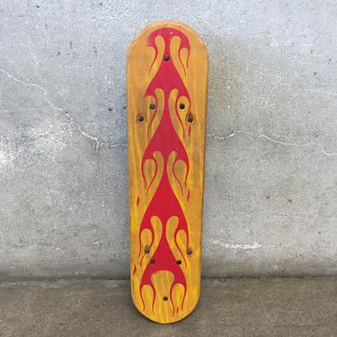 Vintage Red &amp; Yellow Fire Skateboard
