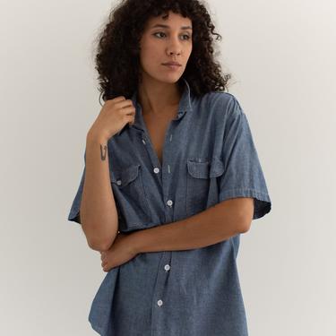 Vintage Chambray Short Sleeve Shirt | Bic Mac Workwear | Made in USA | M L | 