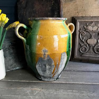 Reserved French Confit Jar, 19th C Terra Cotta Pot, Olive Jar, Ochre Glaze Pottery, French Farmhouse 