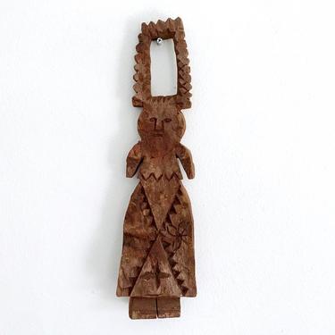 Woman Sculpture - Folk Art Carved Solid Wood Lady Sculpture in Dress - Hand Carved Female in Traditional Dress 