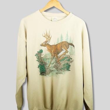 Vintage Deer in Nature Crew Neck Sweatshirt sz XL