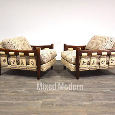 Solid Walnut Lounge Chairs- a Pair 