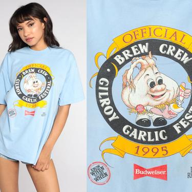 Gilroy Garlic Festival Shirt 1995 Budweiser Shirt Vintage California T Shirt 90s Travel Graphic Single Stitch Tee 1990s Blue Extra Large xl 