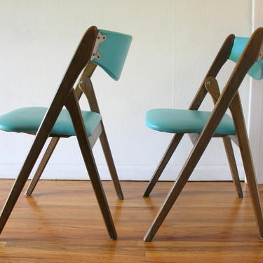 Mid Century Modern Folding Chairs by Coronet