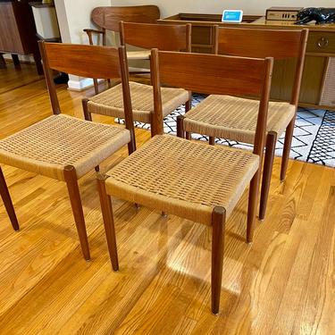 Set of 4 Danish Corded Dining Chairs by Poul Volther for Frem Rojle Midcentury Modern MCM 