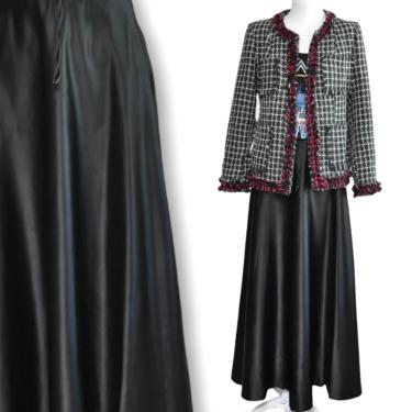 Vintage Ralph Ralph Lauren Black Satin Maxi Skirt Size Small 