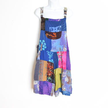 vintage 90s overalls romper patchwork batik print romper playsuit shorts outfit clothing 