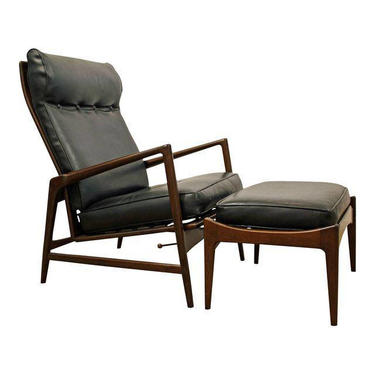 Mid-Century Danish Modern IB Kofod Larsen Selig Recliner Lounge Chair/Ottoman 