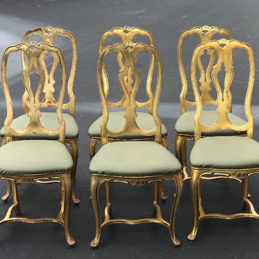 Arthur Court gilded cast aluminum chairs - set of six 