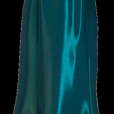 90s Emerald Metallic Wet Look Rhinestone Collar Gown By Jessica Mcclintock Gunne Sax