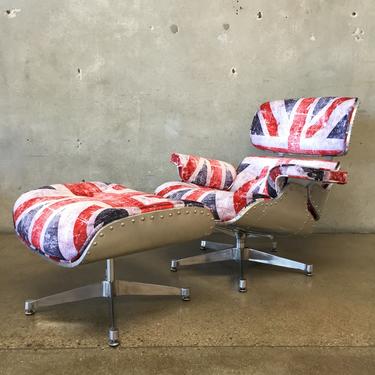Union Jack Industrial Aviator Eames Style Lounge Chair &amp; Ottoman