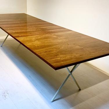 Rare, Mid-Century Modern Early George Nelson for Herman Miller Rosewood X-Leg Dining Table with Leaves 
