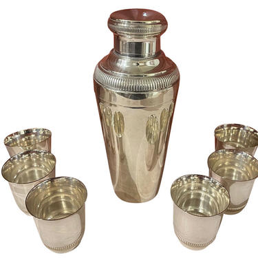 Pair of Silver Cocktail Shakers and Cocktail Cups