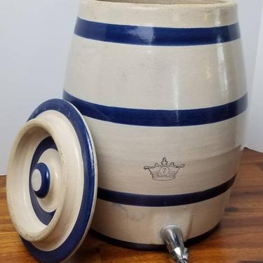 Vintage Blue Crown 2 Gallon Stoneware Water Cooler Made in USA. 