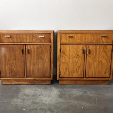 pair of vintage mid century Drexel Consensus nightstands.