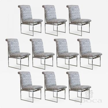 a good quality set of 10 chrome and upholstered dining chairs by Milo Baughman, 1970's