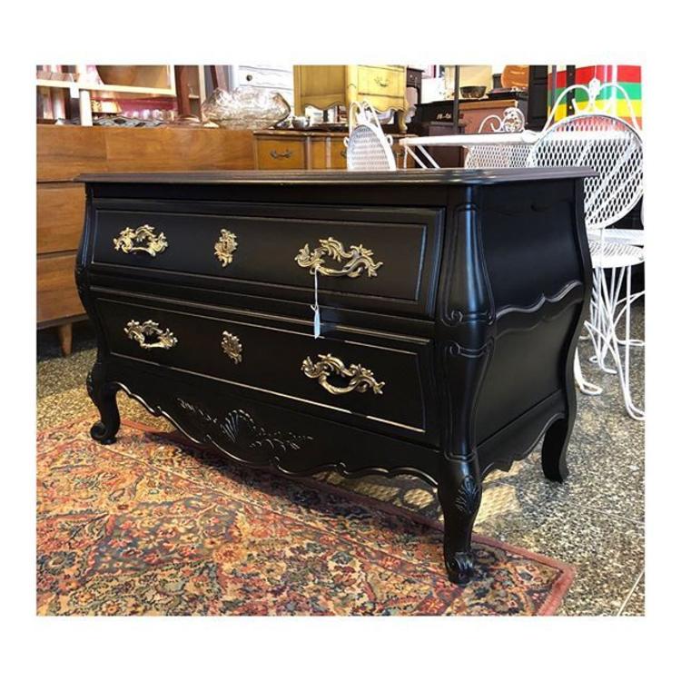 Black French Provincial Chest [41 wide x 20.5 deep x 26 tall] 