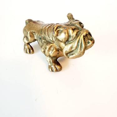 Vintage Brass English Bulldog Paperweight Figurine 