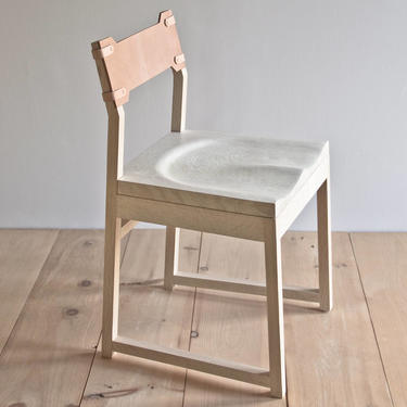 Tab Dining Chair - Bleached Quartsawn Oak - Leather Back 