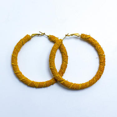 Yellow Suede Leather Hoops 