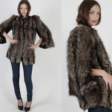 Silver Fox Coat / Real Black Fox Fur Jacket / Glamorous 40s Deco Jacket / Vintage 1940s Arctic Crystal Deco Goth Bridal Jacket 