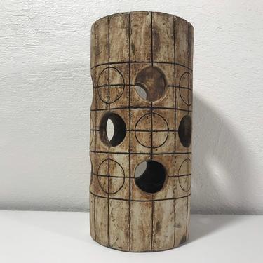 Geometric Ceramic Vase Signed Mid Century Modern 