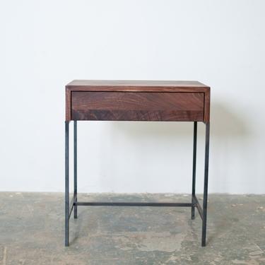 FREE SHIPPING Night Stand- Side Table Black Walnut and Steel Base 