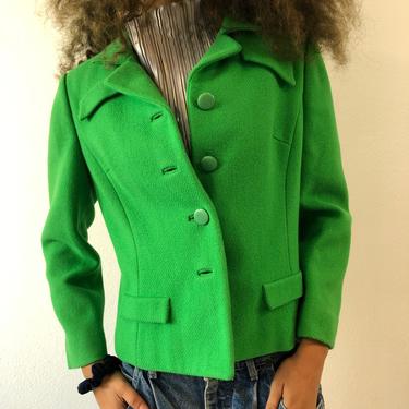 Vintage Capuelli Electric Bright Green Wool Jacket Blazer 