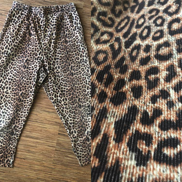 Vintage 1950s Leopard Print Corderoy Capri Pants 
