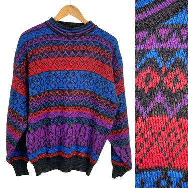 1980s Botany 500 Fair Isle knit sweater - mens size large - oversized pullover 