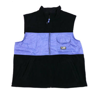 90s Black Fleece Vest LA Blues Sport Size Large, Zip Up Sleeveless Outerwear Streetwear Hip Hip Style 