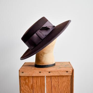 1970s Brown Wool Wide Brim Hat 