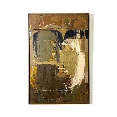 25x37 Signed Original Abstract Painting by Nanci Closson 1970s 