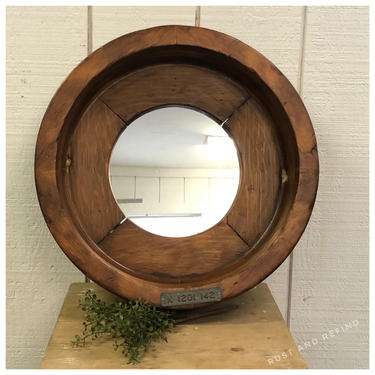 Repurposed round Mirror, Antique factory mold 