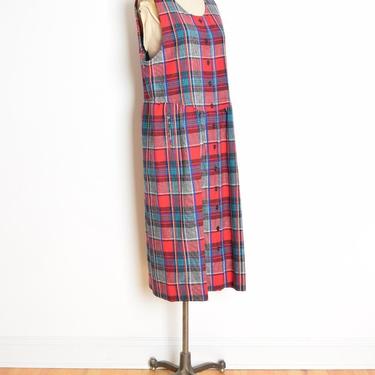 vintage 90s dress Pendleton wool tartan plaid babydoll grunge midi maxi 14 L 