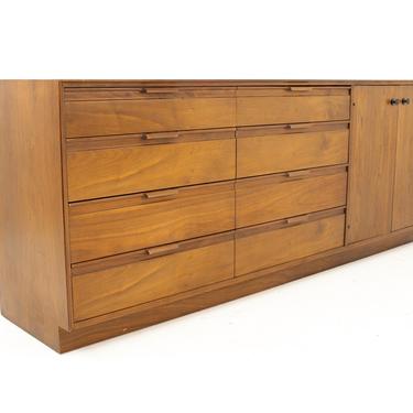 American of Martinsville Mid Century Walnut 12 Drawer Dresser Credenza Cabinet - mcm 