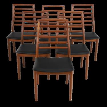Set of Six Scandinavian Modern Ladder Back Dining Chairs Designed by Erling Torvitsd