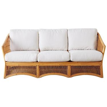 Mid-Century Bamboo Rattan Wicker Three-Seat Sofa by ErinLaneEstate