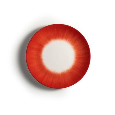 Off White Porcelain Side Plate / Shadow Red Trim