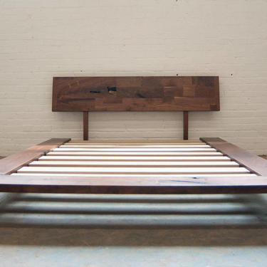 Solid Wood Platform Frame Bed - Walnut 