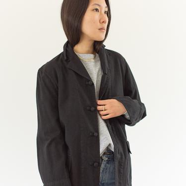 Vintage Black Knot Chore Jacket | Cotton French Workwear Style Utility Blazer | 50s | XS S M | 