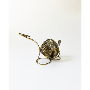 Mid Century Brass Coil Letter Holder and Note Clip 