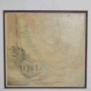 B. Powers Abstract Oil Painting Mid Century Vintage Modern 1970 