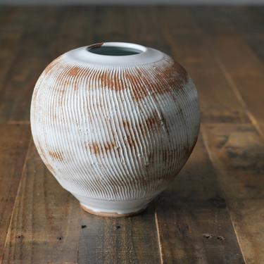 Distressed Ceramic Fluted Vase | Wheel Thrown | Handmade by CeramicsByCameron