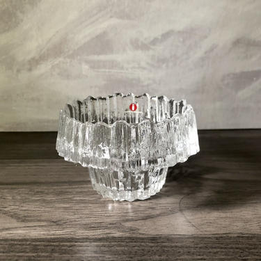 Vintage Iittala Stellaria Candle Holder, Clear Glass Votive Tea Light By Finland Finnish Artist Tapio Wirkkala 