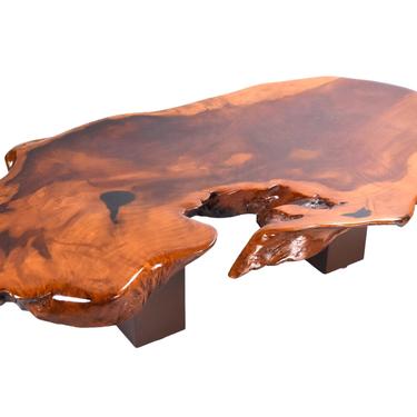 Vintage 1960’s California Live Edge Beautifully Grained Wood Coffee Table 