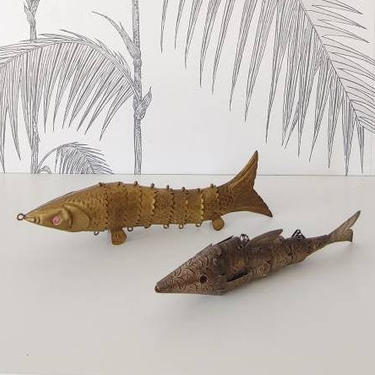Vintage Articulating Fish, sold as a Pair, Souvenirs, circa 60's 