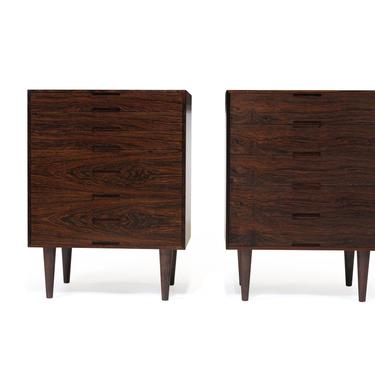 Brazilian Rosewood Nightstand Cabinets - A Pair