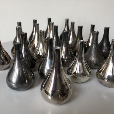Jens Quistgaard Design Silverplate Tear Drop Shape Design Candle Holders For Dansk, Set of 22 